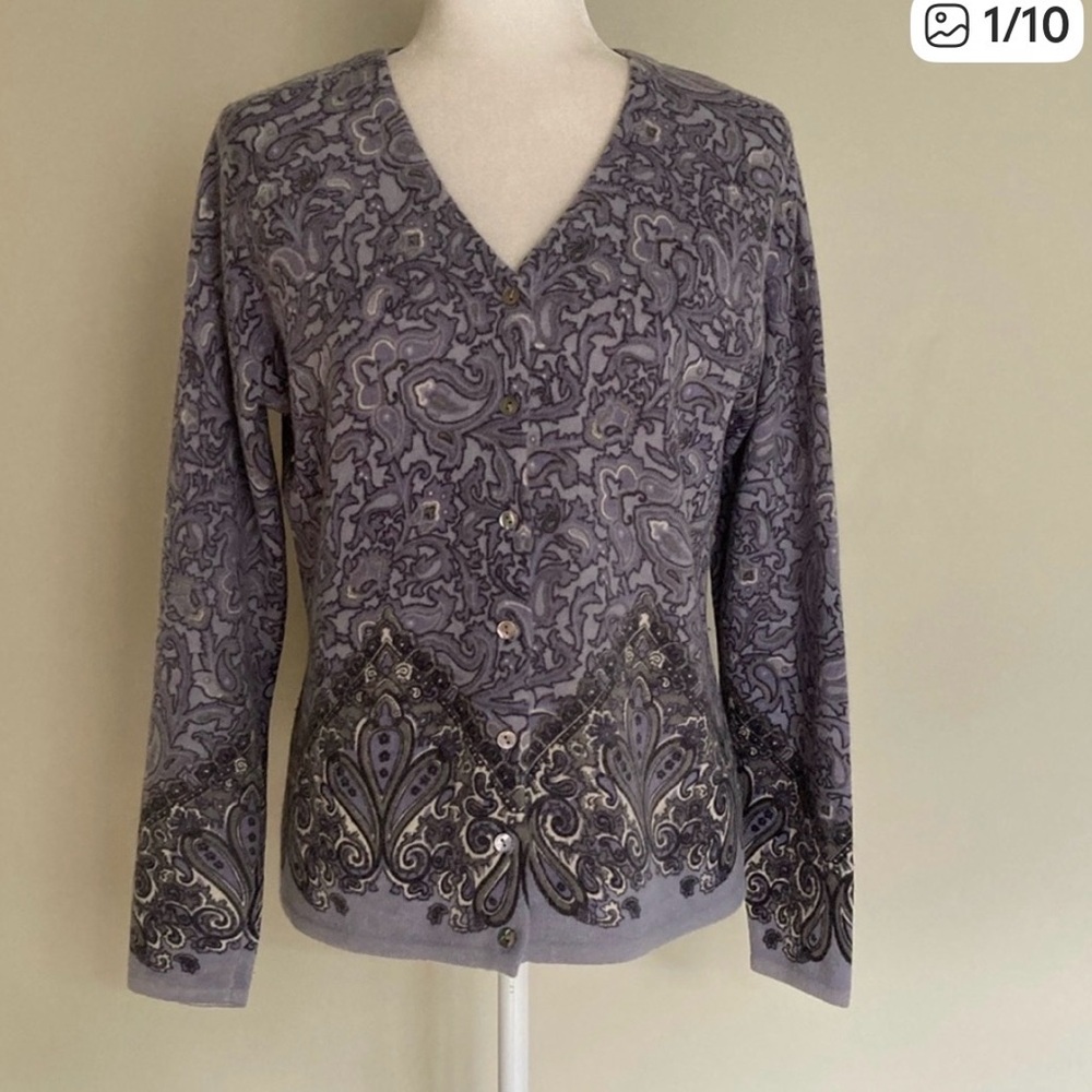 Alexandra Bartlett Paisley Cardigan Sweater